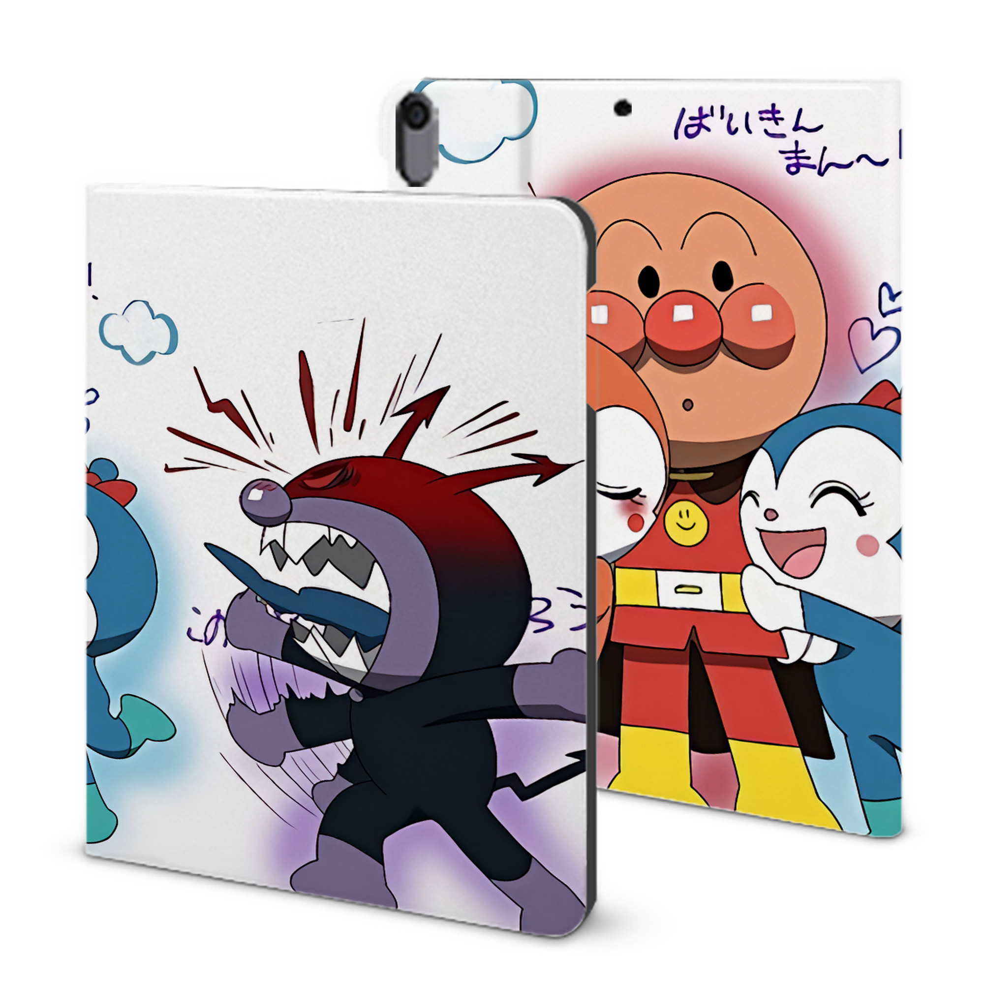 （画像用） アンパンマン Anpanman IPad ケース ブック型 PUレザー TPU 耐衝撃 軽量 薄型 ペン収納なし 全面保護 IPad 各モデル対応